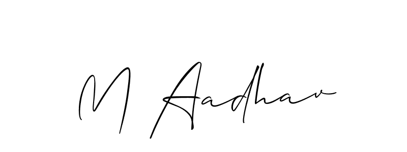 How to Draw M Aadhav signature style? Allison_Script is a latest design signature styles for name M Aadhav. M Aadhav signature style 2 images and pictures png