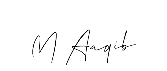 The best way (Allison_Script) to make a short signature is to pick only two or three words in your name. The name M Aaqib include a total of six letters. For converting this name. M Aaqib signature style 2 images and pictures png