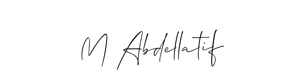 Use a signature maker to create a handwritten signature online. With this signature software, you can design (Allison_Script) your own signature for name M Abdellatif. M Abdellatif signature style 2 images and pictures png