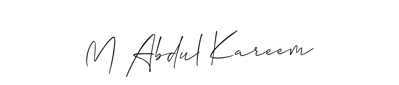 Use a signature maker to create a handwritten signature online. With this signature software, you can design (Allison_Script) your own signature for name M Abdul Kareem. M Abdul Kareem signature style 2 images and pictures png