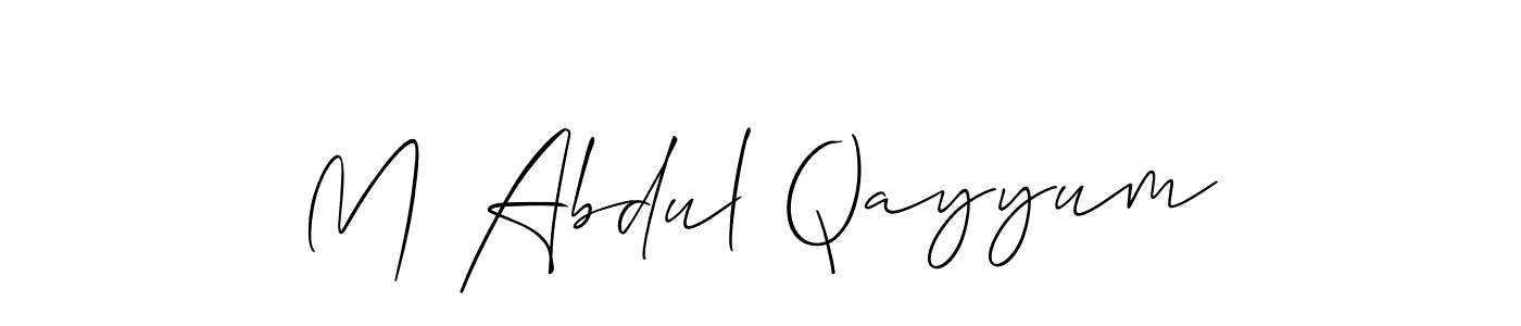 You should practise on your own different ways (Allison_Script) to write your name (M Abdul Qayyum) in signature. don't let someone else do it for you. M Abdul Qayyum signature style 2 images and pictures png