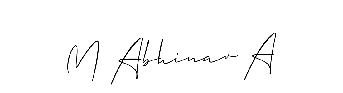 How to make M Abhinav A name signature. Use Allison_Script style for creating short signs online. This is the latest handwritten sign. M Abhinav A signature style 2 images and pictures png