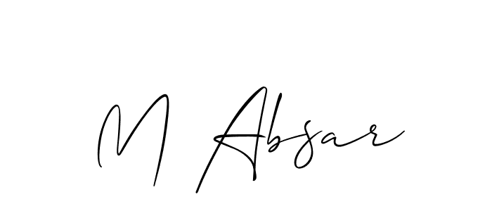 Use a signature maker to create a handwritten signature online. With this signature software, you can design (Allison_Script) your own signature for name M Absar. M Absar signature style 2 images and pictures png