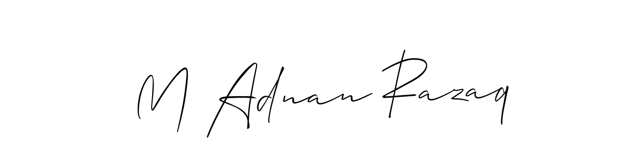 Allison_Script is a professional signature style that is perfect for those who want to add a touch of class to their signature. It is also a great choice for those who want to make their signature more unique. Get M Adnan Razaq name to fancy signature for free. M Adnan Razaq signature style 2 images and pictures png