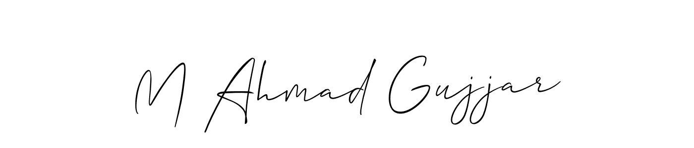 Allison_Script is a professional signature style that is perfect for those who want to add a touch of class to their signature. It is also a great choice for those who want to make their signature more unique. Get M Ahmad Gujjar name to fancy signature for free. M Ahmad Gujjar signature style 2 images and pictures png