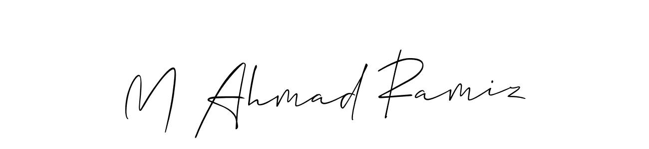 if you are searching for the best signature style for your name M Ahmad Ramiz. so please give up your signature search. here we have designed multiple signature styles  using Allison_Script. M Ahmad Ramiz signature style 2 images and pictures png