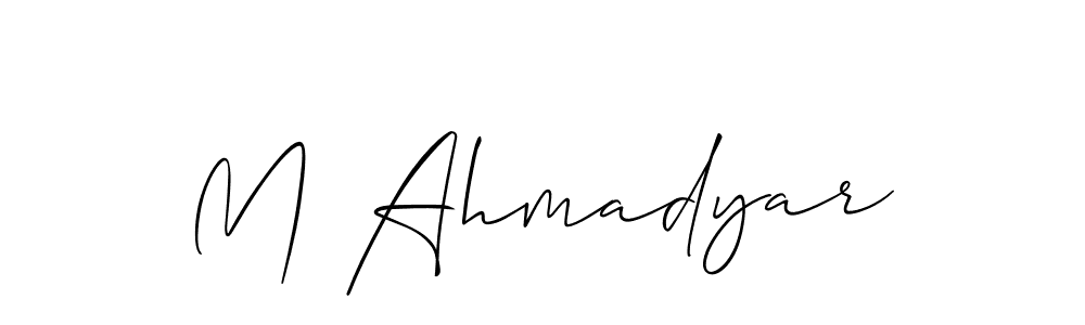 if you are searching for the best signature style for your name M Ahmadyar. so please give up your signature search. here we have designed multiple signature styles  using Allison_Script. M Ahmadyar signature style 2 images and pictures png