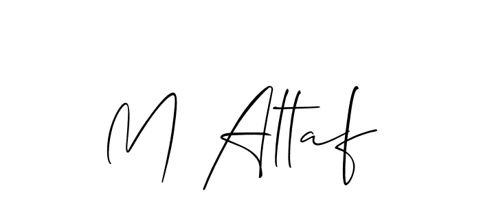 The best way (Allison_Script) to make a short signature is to pick only two or three words in your name. The name M Altaf include a total of six letters. For converting this name. M Altaf signature style 2 images and pictures png