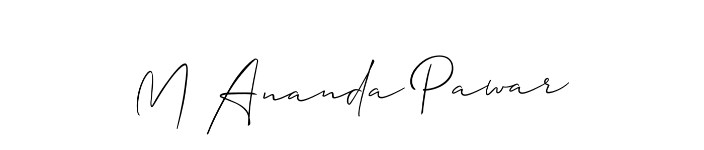 You should practise on your own different ways (Allison_Script) to write your name (M Ananda Pawar) in signature. don't let someone else do it for you. M Ananda Pawar signature style 2 images and pictures png