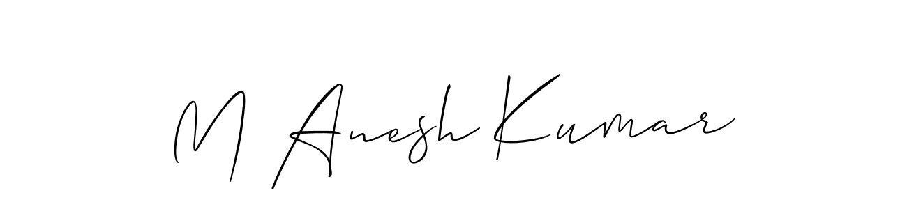 Also You can easily find your signature by using the search form. We will create M Anesh Kumar name handwritten signature images for you free of cost using Allison_Script sign style. M Anesh Kumar signature style 2 images and pictures png