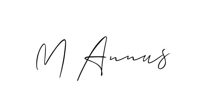 Also You can easily find your signature by using the search form. We will create M Annus name handwritten signature images for you free of cost using Allison_Script sign style. M Annus signature style 2 images and pictures png