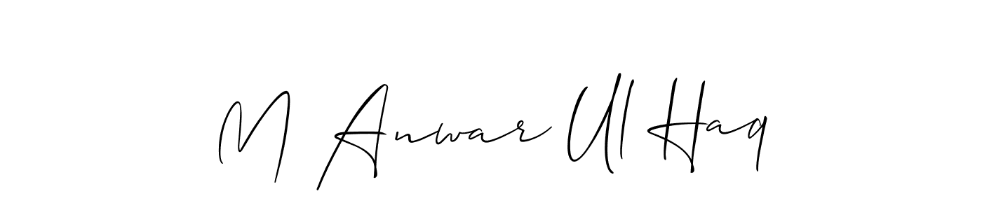 The best way (Allison_Script) to make a short signature is to pick only two or three words in your name. The name M Anwar Ul Haq include a total of six letters. For converting this name. M Anwar Ul Haq signature style 2 images and pictures png