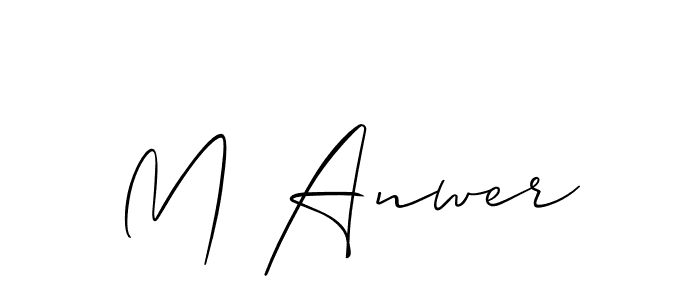 Also You can easily find your signature by using the search form. We will create M Anwer name handwritten signature images for you free of cost using Allison_Script sign style. M Anwer signature style 2 images and pictures png