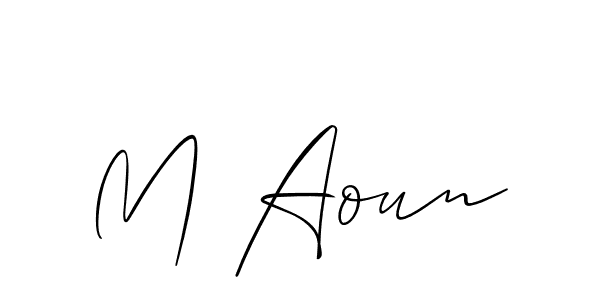 Also we have M Aoun name is the best signature style. Create professional handwritten signature collection using Allison_Script autograph style. M Aoun signature style 2 images and pictures png