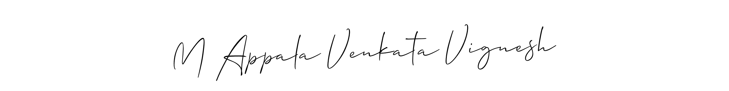 Check out images of Autograph of M Appala Venkata Vignesh name. Actor M Appala Venkata Vignesh Signature Style. Allison_Script is a professional sign style online. M Appala Venkata Vignesh signature style 2 images and pictures png