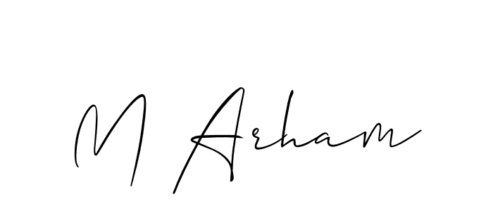 Create a beautiful signature design for name M Arham. With this signature (Allison_Script) fonts, you can make a handwritten signature for free. M Arham signature style 2 images and pictures png