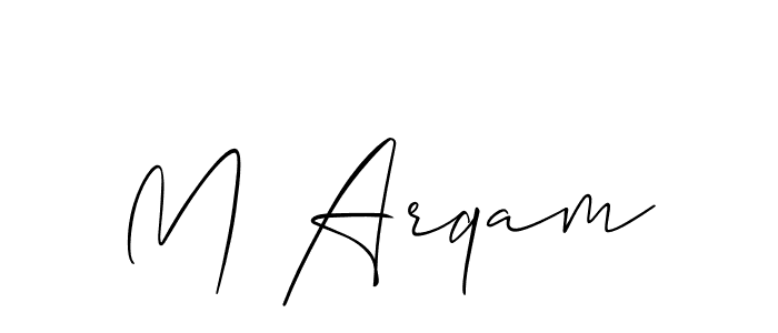 Also You can easily find your signature by using the search form. We will create M Arqam name handwritten signature images for you free of cost using Allison_Script sign style. M Arqam signature style 2 images and pictures png