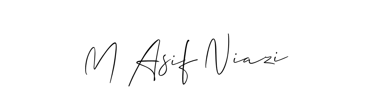 The best way (Allison_Script) to make a short signature is to pick only two or three words in your name. The name M Asif Niazi include a total of six letters. For converting this name. M Asif Niazi signature style 2 images and pictures png