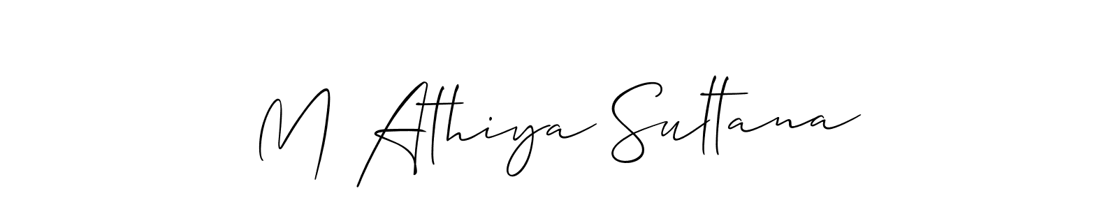 Similarly Allison_Script is the best handwritten signature design. Signature creator online .You can use it as an online autograph creator for name M Athiya Sultana. M Athiya Sultana signature style 2 images and pictures png