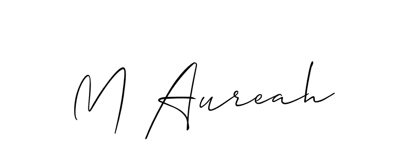 Also we have M Aureah name is the best signature style. Create professional handwritten signature collection using Allison_Script autograph style. M Aureah signature style 2 images and pictures png