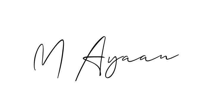 How to make M Ayaan name signature. Use Allison_Script style for creating short signs online. This is the latest handwritten sign. M Ayaan signature style 2 images and pictures png