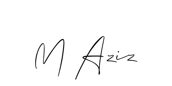 Design your own signature with our free online signature maker. With this signature software, you can create a handwritten (Allison_Script) signature for name M Aziz. M Aziz signature style 2 images and pictures png