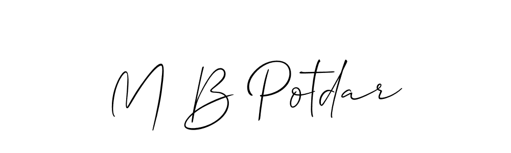 Use a signature maker to create a handwritten signature online. With this signature software, you can design (Allison_Script) your own signature for name M B Potdar. M B Potdar signature style 2 images and pictures png