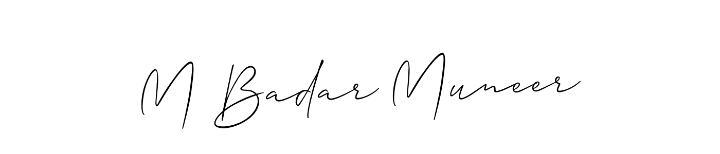 Create a beautiful signature design for name M Badar Muneer. With this signature (Allison_Script) fonts, you can make a handwritten signature for free. M Badar Muneer signature style 2 images and pictures png