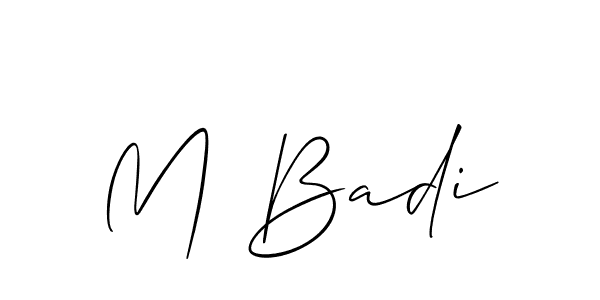 Allison_Script is a professional signature style that is perfect for those who want to add a touch of class to their signature. It is also a great choice for those who want to make their signature more unique. Get M Badi name to fancy signature for free. M Badi signature style 2 images and pictures png