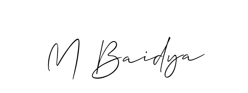 Use a signature maker to create a handwritten signature online. With this signature software, you can design (Allison_Script) your own signature for name M Baidya. M Baidya signature style 2 images and pictures png