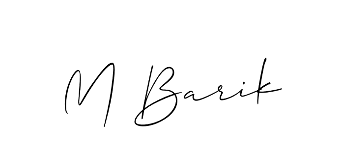 You should practise on your own different ways (Allison_Script) to write your name (M Barik) in signature. don't let someone else do it for you. M Barik signature style 2 images and pictures png