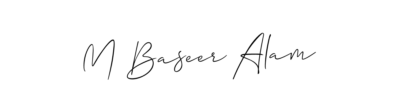 Use a signature maker to create a handwritten signature online. With this signature software, you can design (Allison_Script) your own signature for name M Baseer Alam. M Baseer Alam signature style 2 images and pictures png