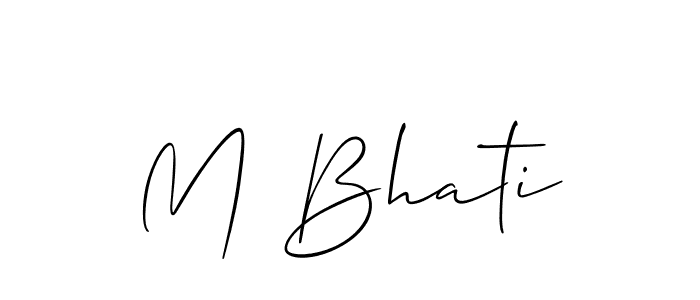 Also You can easily find your signature by using the search form. We will create M Bhati name handwritten signature images for you free of cost using Allison_Script sign style. M Bhati signature style 2 images and pictures png