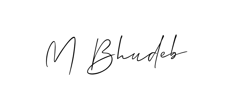 Use a signature maker to create a handwritten signature online. With this signature software, you can design (Allison_Script) your own signature for name M Bhudeb. M Bhudeb signature style 2 images and pictures png