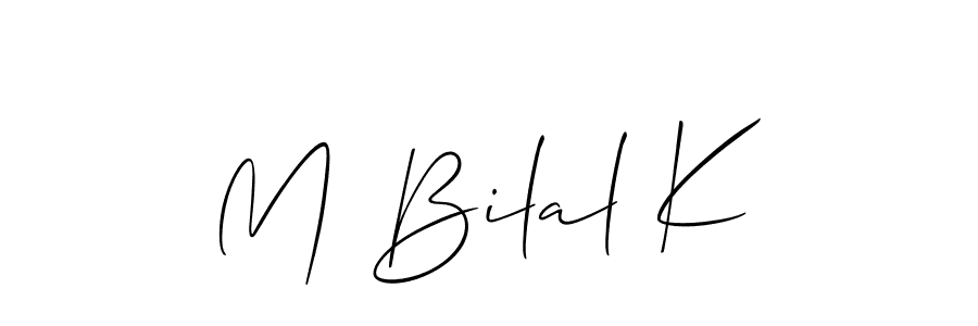 How to make M Bilal K name signature. Use Allison_Script style for creating short signs online. This is the latest handwritten sign. M Bilal K signature style 2 images and pictures png