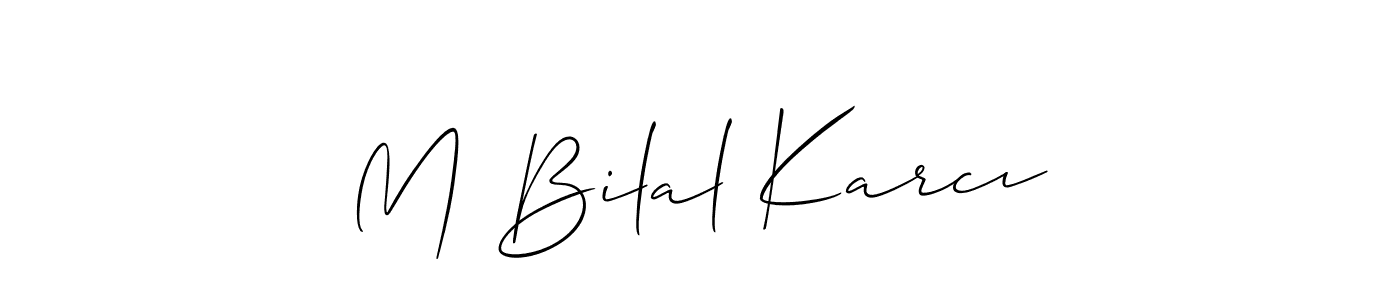 Allison_Script is a professional signature style that is perfect for those who want to add a touch of class to their signature. It is also a great choice for those who want to make their signature more unique. Get M Bilal Karcı name to fancy signature for free. M Bilal Karcı signature style 2 images and pictures png