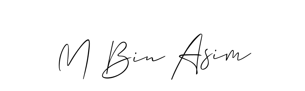 Also You can easily find your signature by using the search form. We will create M Bin Asim name handwritten signature images for you free of cost using Allison_Script sign style. M Bin Asim signature style 2 images and pictures png