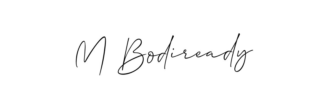 Use a signature maker to create a handwritten signature online. With this signature software, you can design (Allison_Script) your own signature for name M Bodiready. M Bodiready signature style 2 images and pictures png