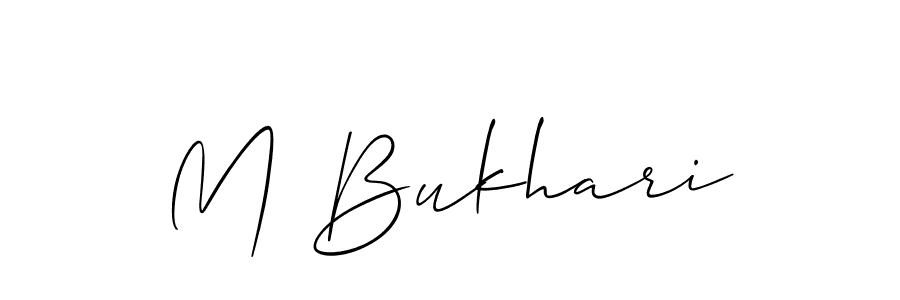 Allison_Script is a professional signature style that is perfect for those who want to add a touch of class to their signature. It is also a great choice for those who want to make their signature more unique. Get M Bukhari name to fancy signature for free. M Bukhari signature style 2 images and pictures png