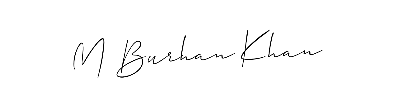 How to make M Burhan Khan name signature. Use Allison_Script style for creating short signs online. This is the latest handwritten sign. M Burhan Khan signature style 2 images and pictures png