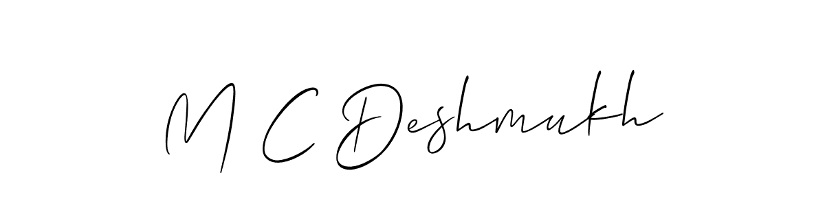 Use a signature maker to create a handwritten signature online. With this signature software, you can design (Allison_Script) your own signature for name M C Deshmukh. M C Deshmukh signature style 2 images and pictures png