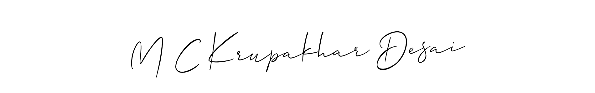 Design your own signature with our free online signature maker. With this signature software, you can create a handwritten (Allison_Script) signature for name M C Krupakhar Desai. M C Krupakhar Desai signature style 2 images and pictures png