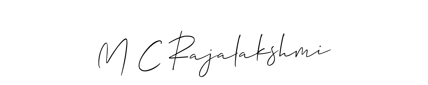 You can use this online signature creator to create a handwritten signature for the name M C Rajalakshmi. This is the best online autograph maker. M C Rajalakshmi signature style 2 images and pictures png