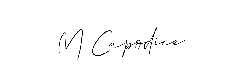 Use a signature maker to create a handwritten signature online. With this signature software, you can design (Allison_Script) your own signature for name M Capodice. M Capodice signature style 2 images and pictures png