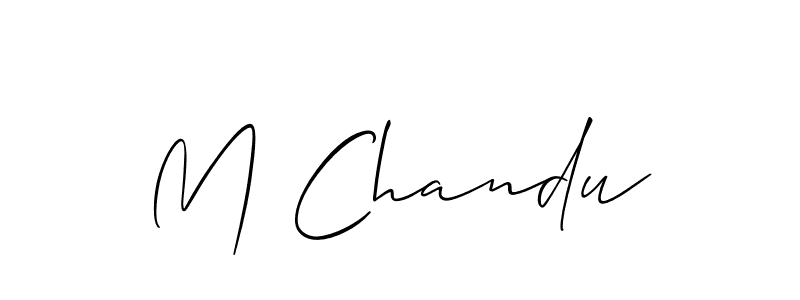 Design your own signature with our free online signature maker. With this signature software, you can create a handwritten (Allison_Script) signature for name M Chandu. M Chandu signature style 2 images and pictures png