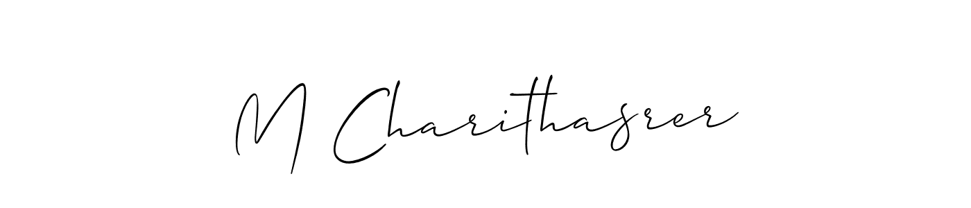 This is the best signature style for the M Charithasrer name. Also you like these signature font (Allison_Script). Mix name signature. M Charithasrer signature style 2 images and pictures png