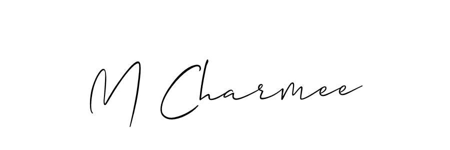 How to make M Charmee name signature. Use Allison_Script style for creating short signs online. This is the latest handwritten sign. M Charmee signature style 2 images and pictures png