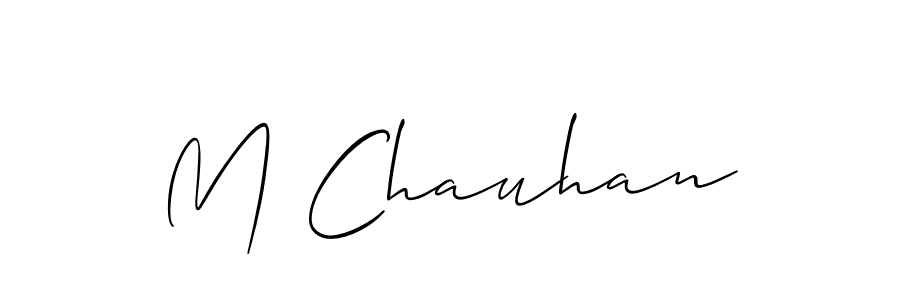 if you are searching for the best signature style for your name M Chauhan. so please give up your signature search. here we have designed multiple signature styles  using Allison_Script. M Chauhan signature style 2 images and pictures png