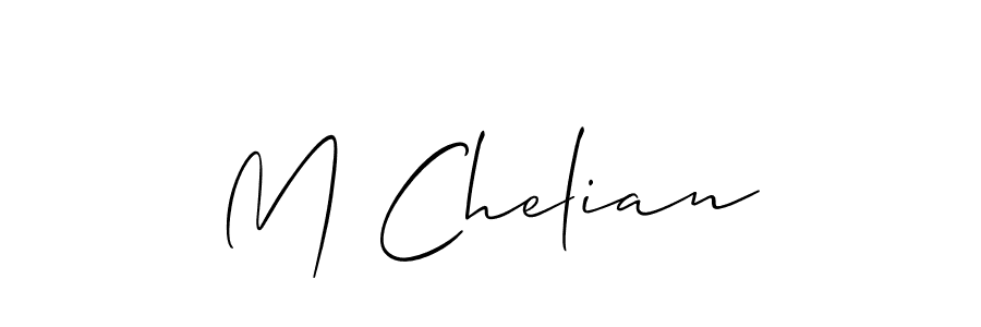 Allison_Script is a professional signature style that is perfect for those who want to add a touch of class to their signature. It is also a great choice for those who want to make their signature more unique. Get M Chelian name to fancy signature for free. M Chelian signature style 2 images and pictures png