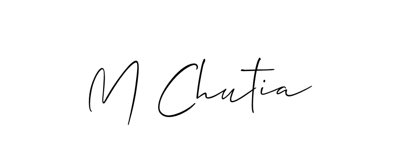 The best way (Allison_Script) to make a short signature is to pick only two or three words in your name. The name M Chutia include a total of six letters. For converting this name. M Chutia signature style 2 images and pictures png
